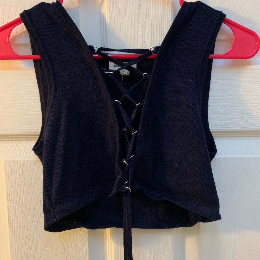 Silence + Noise Navy Blue Cropped Tank